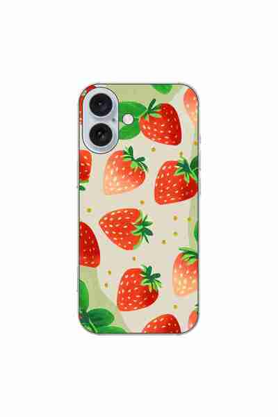 OEM Husa compatibila cu Apple iPhone 16 Silicon Gel Tpu Model Capsuni Pattern