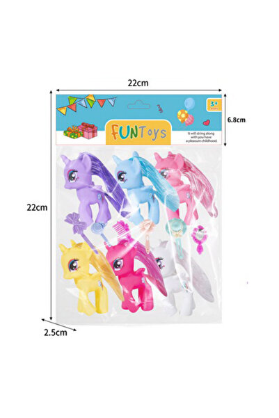 PlayFun Jucărie Set 6 Figurine Ponei Cauciuc Moi 651 Interactiv Cadou Copii