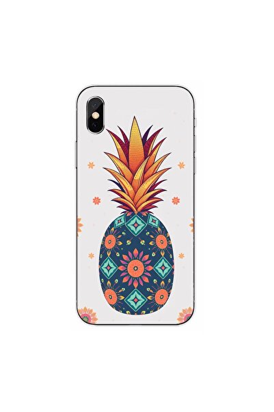OEM Husa compatibila cu Apple iPhone XS Silicon Gel Tpu Model Floral Pineapple