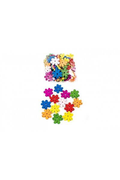 OEM Decorative Buttons Flower With 7 Petals Wood