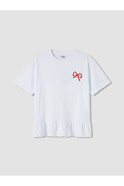LC Waikiki Vizyon New Season Bow Printed Girls' T-Shirt