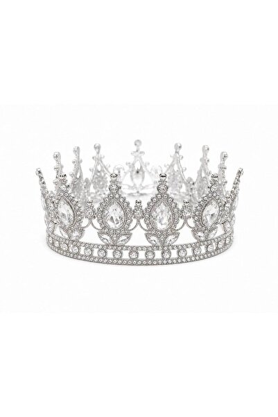 OEM Coroana decorativa argintie cu cristale tip diamant 12 cm