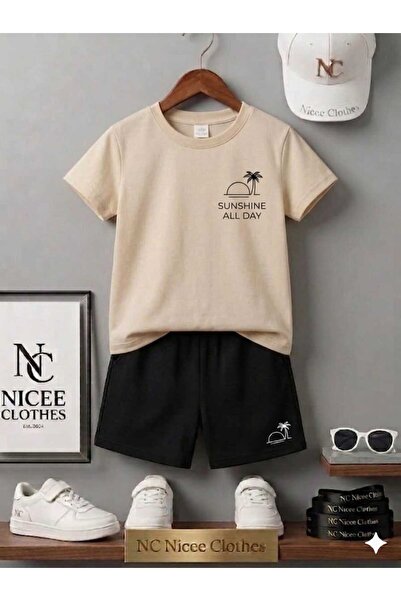 NC Nicee Clothes LETNJA DEČJA MAJICA I KRATKE HLAČE UNISEKS (CRNE SA ŠTAMPOM ...