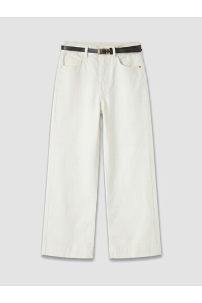 LC Waikiki Rmz Gi̇yi̇m Farkiyla Women's Wide Leg Jeans with Belted Waist