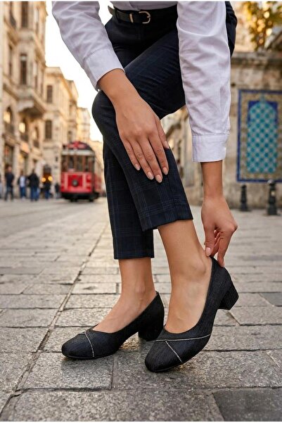 fort 9927 Ventes Stone Accessory 3 cm Height Low Heel Women's Shoes