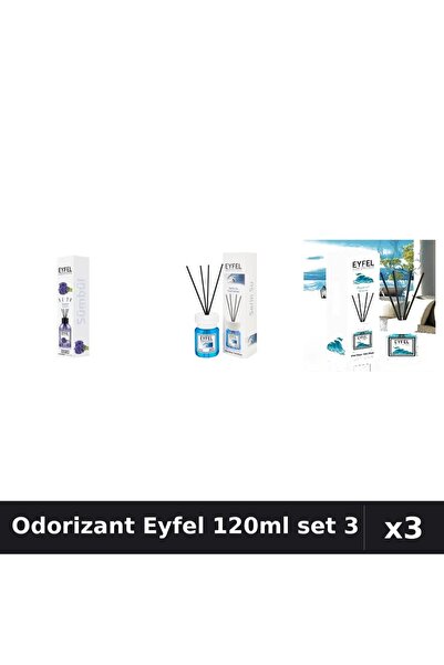 Eyfel Set 3 Odorizant Camera Betisoare 120ml - Zambile, Cool Water, Ocean
