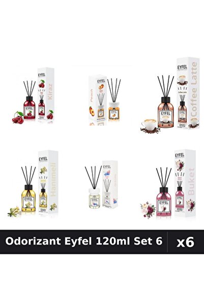 Eyfel Set 6 Odorizante Camera Betisoare - 6 Arome Asortate, 120ml Parfum