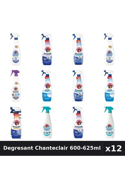 Chanteclair Top Bottom Set of 12 Universal Degreaser 600-625ml - Bicarbonate,...