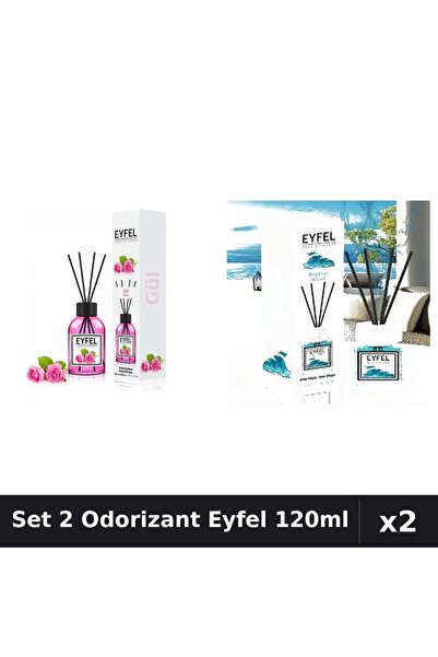 Eyfel Set 2 Odorizante Camera Betisoare, Ocean, Trandafir, 120 ml