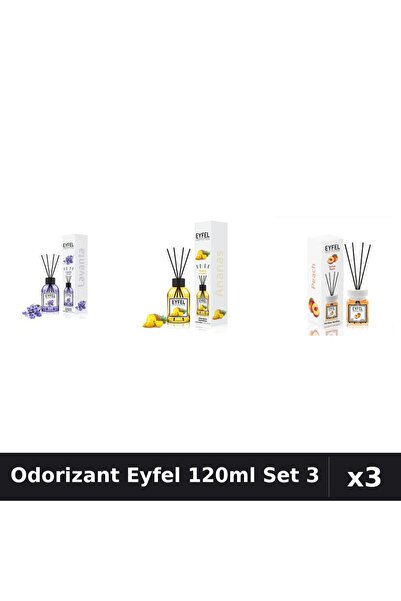 Eyfel Set 3 Odorizant Camera Betisoare 120ml - Lavanda, Ananas, Piersica