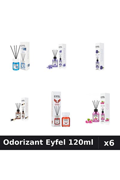 Eyfel Set 6 Odorizante Camera Betisoare - 6 Arome Asortate, 120ml Parfum