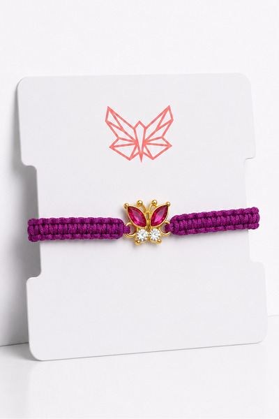 MakeWell Purple Blue Black Red String Butterfly Figured Bracelet with Stone D...