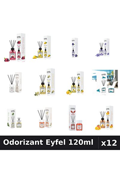 Eyfel Set 12 Odorizante Camera cu Betișoare 120ml - 12 Arome Asortate, Parfum...