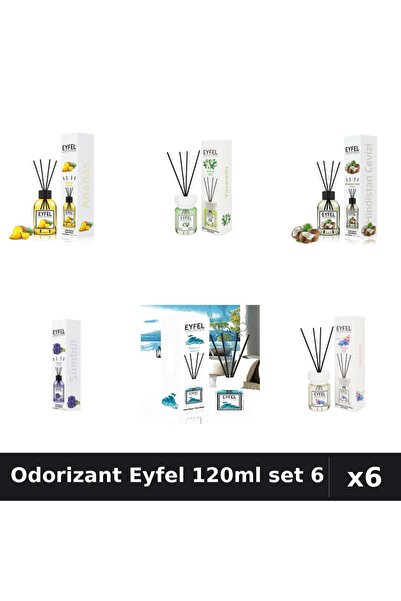 Eyfel Set 6 Odorizante Camera Betisoare - 6 Arome Asortate, 120ml Parfum