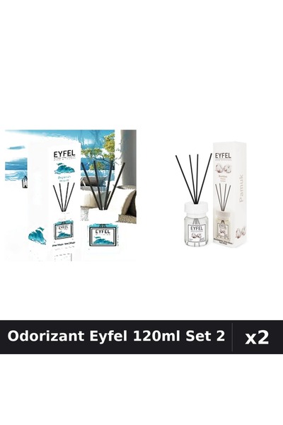 Eyfel Set 2 Odorizant Camera Betisoare 120ml - Ocean, Bumbac - Parfum Intens