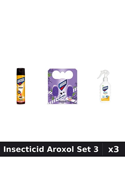 Aroxol Set 3 Insecticid - Spray 400ml, Pastile 2buc, Loțiune Repelent 200ml