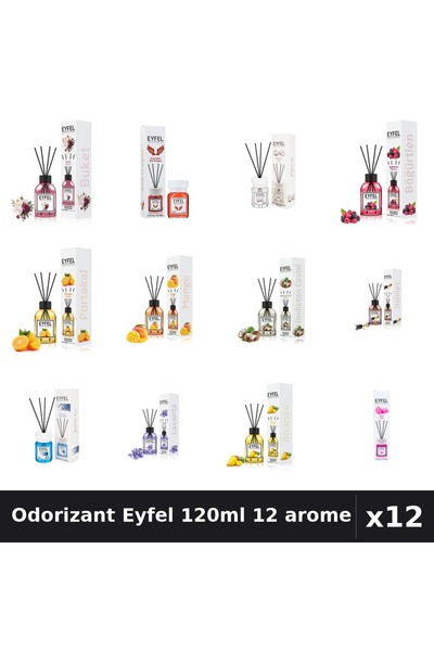 Eyfel Set 12 Odorizant Camera cu Betisoare 120ml - 12 Arome Asortate, Parfum ...