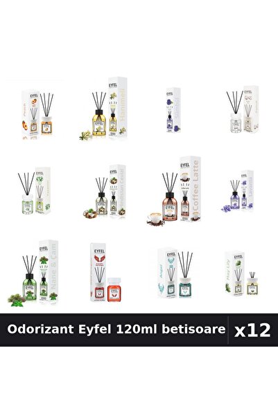 Eyfel Set 12 Odorizante Camera Betisoare 120ml - 12 Arome Asortate, Parfum In...
