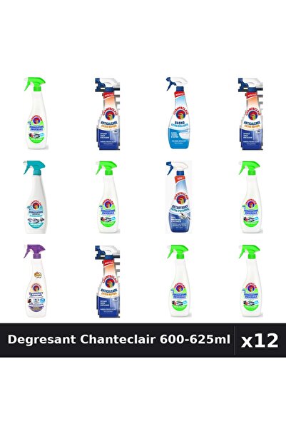 Chanteclair Set 12 Degresant Universal 600-625ml - Lămâie, Anticalcar, Mosc Alb