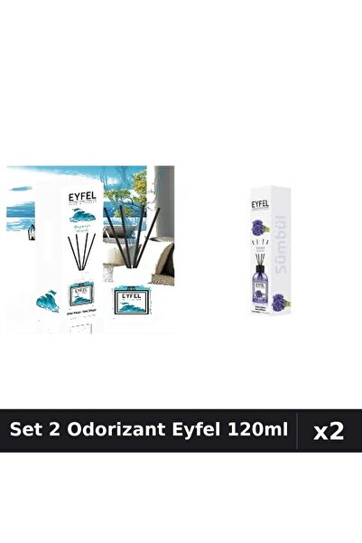 Eyfel Top Bottom Set of 2 Room Air Freshener Sticks, Ocean, Hyacinth, 120 ml