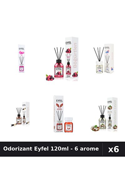 Eyfel Set 6 Odorizante Camera Betisoare - 6 Arome Asortate, 120ml Parfum