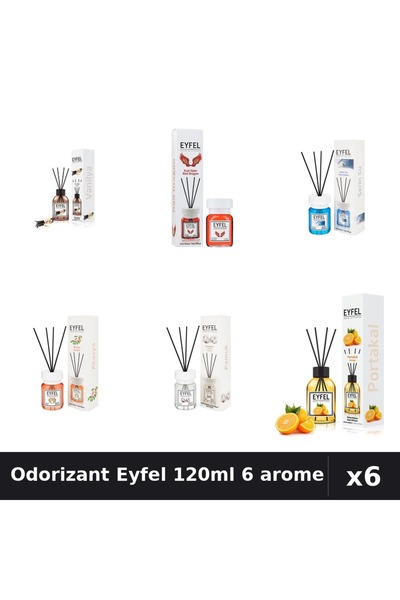 Eyfel Set 6 Odorizante Camera Betisoare - 6 Arome Asortate, 120ml Parfum