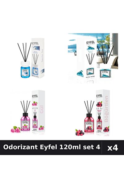 Eyfel Set 4 Odorizant Camera Betisoare 120ml - Cool Water, Ocean, Trandafir, ...