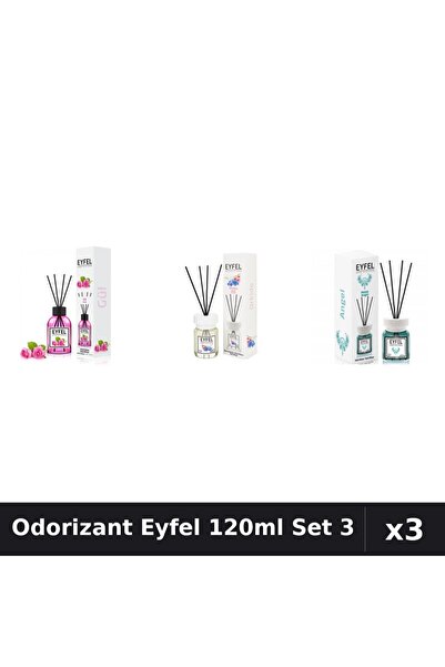Eyfel Set 3 Odorizant Camera Betisoare 120ml - Trandafir, Orhidee, Angel
