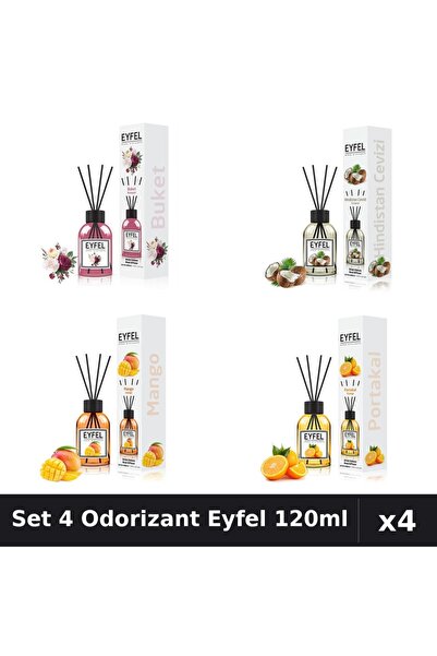 Eyfel Top Bottom Set of 4 Room Air Freshener Sticks, Bouquet, Mango, Coconut,...