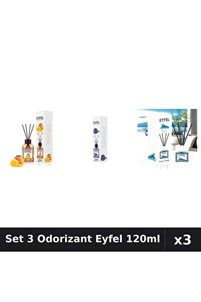 Eyfel Set 3 Odorizante Camera Betisoare, Mango, Ocean, Zambile, 120 ml