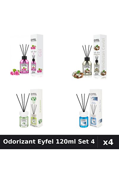 Eyfel Set 4 Odorizant Camera Betisoare - Trandafir, Nucă de Cocos, Iasomie, C...