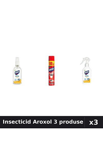 Aroxol Set 3 Insecticid și Repelent 85ml, 200ml, 580ml - Anti Insecte Eficient