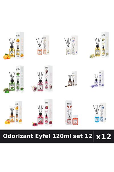 Eyfel Set 12 Odorizante Camera Betisoare 120ml - 12 Arome Asortate Parfum