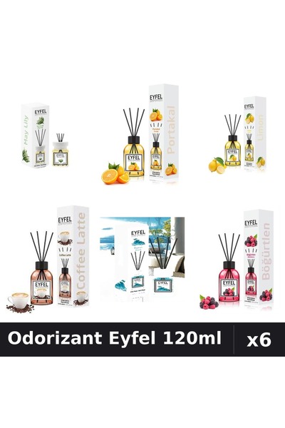 Eyfel Set 6 Odorizante Camera Betisoare - 6 Arome Asortate, 120ml Parfum Intens