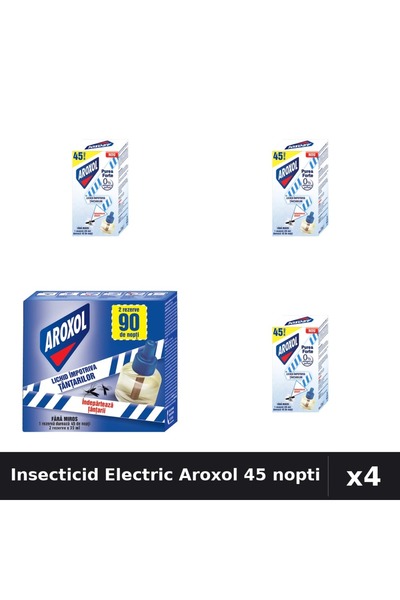 Aroxol Set 4 Insecticid Electric - 45 Nopti Protectie, Anti Insecte Casa