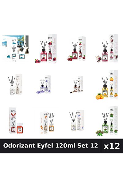 Eyfel Set 12 Odorizante Camera Betisoare 120ml - 12 Arome Asortate, Parfum In...