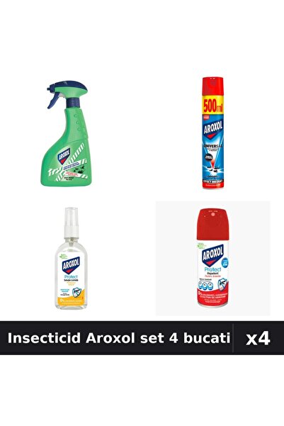 Aroxol Set 4 Spray Insecticid și Loțiune Repelent - 400ml, 500ml, 100ml, 85ml