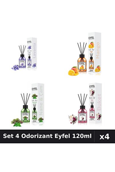 Eyfel Set 4 Odorizante Camera Betisoare, Bouquet, Lavanda, Mango, Pin Si Ment...