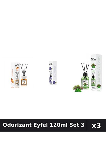 Eyfel Set 3 Odorizant Camera Betisoare 120ml - Piersica, Zambile, Pin Menta