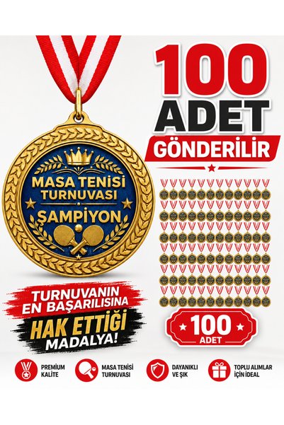 HiperAD Reklam MASA TENİSİ TURNUVASI BİRİNCİLİK MADALYASI Metal | Ödül Madalyası BİRİNCİLİK Yarışma Okul Spor Tören MASA TENİSİ 100 ADET