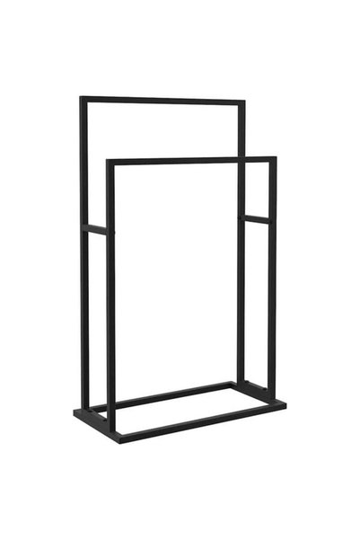 vidaxl Suport de prosoape de sine stătător, negru, 48 x 24 x 78.5 cm, fier