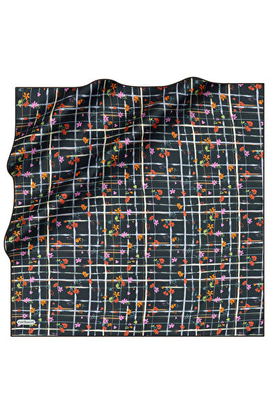 Cacharel Black 90X90 Silk Twill Scarf