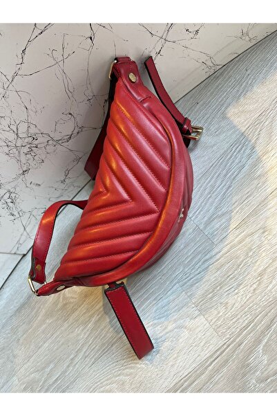 VEYİS USTA Red Genuine Leather Waist Bag