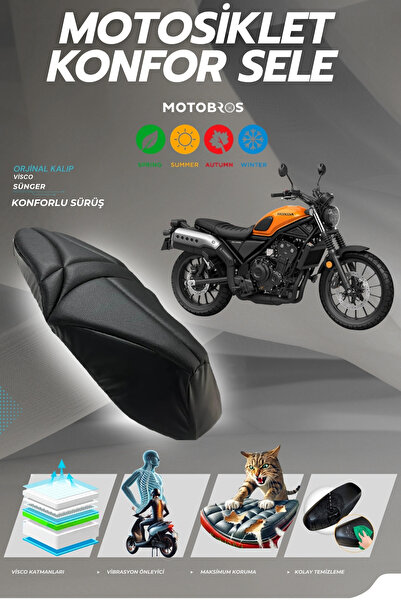 Motobros Honda Cl 250 Compatible Comfort Saddle Cover Visco Sponge (Torn Resi...