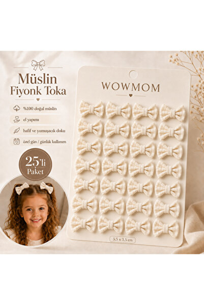WOWMOM Set of 25 Muslin Bow Clips Girls' Hair Accessory Handmade Soft Texture...