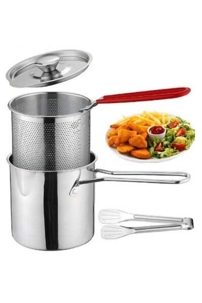 Arabest 4-Piece 1.2L 304 Stainless Steel Japanese Style Deep Fryer Pan,Non-St...
