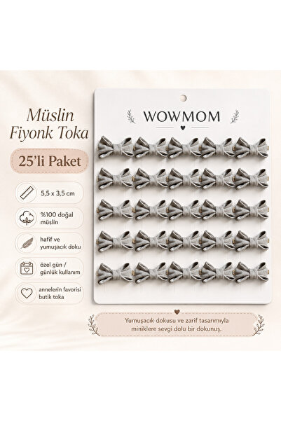 WOWMOM Set of 25 Muslin Bow Clips Girls' Hair Accessory Handmade Soft Texture...