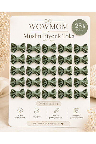 WOWMOM Set of 25 Muslin Bow Clips Girls' Hair Accessory Handmade Soft Texture...