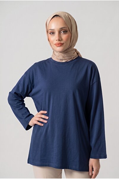 Lunfia Salaş Yuvarlak Yaka Penye Tunik - K.Laci