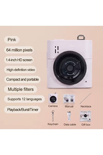Rabbit Tech Mini Dijital Kamera Retro Vintage Ekranlı 2,5K HD 1,47 Inç Ekran ...